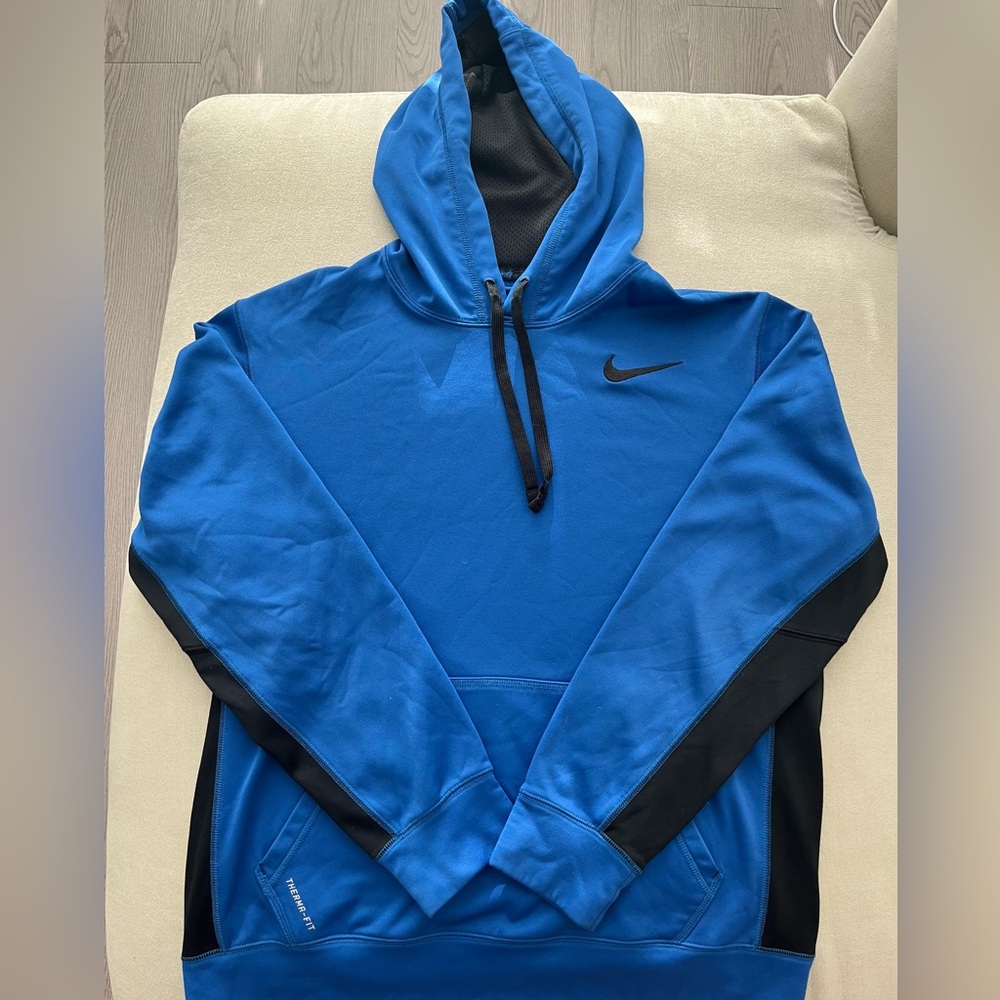 NIKE THERMA-FIT HOODED SWEATSHIRT MENS HOODIE MEDIUM BLUE